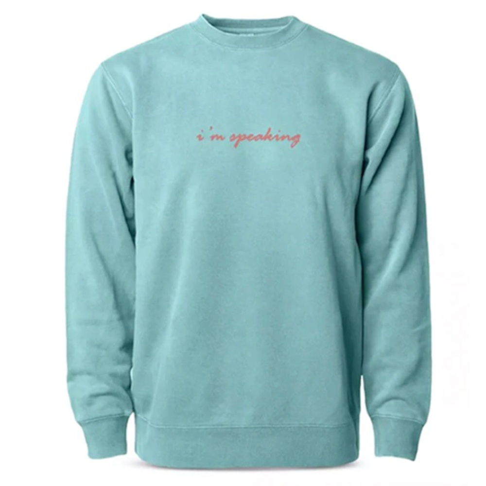 Meena Harris Phenomenal "i'm speaking" teal sweater